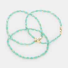 Load image into Gallery viewer, Aqua Faceted Rectangle Beaded Stretch Bracelets
