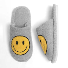 Load image into Gallery viewer, Gray Slippers with Smiley Face
