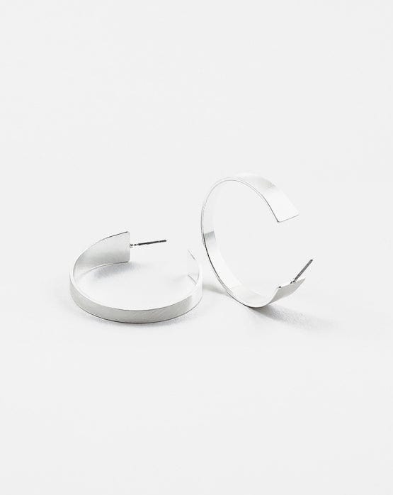 Matte Silver Hoop Earrings