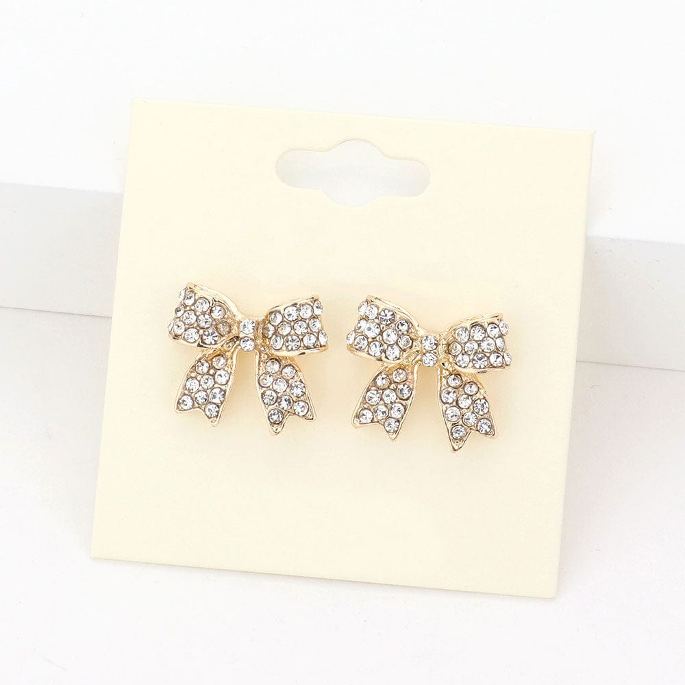 Pave Gold Bow Stud Earrings
