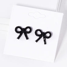 Load image into Gallery viewer, Jet Black Pave Bow Stud Earrings

