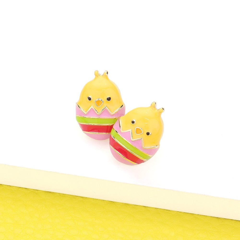 Enamel Easter Egg Chick Stud Earrings