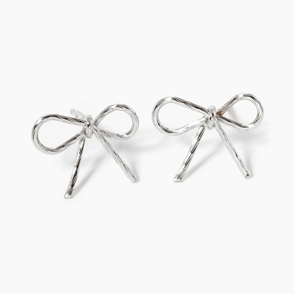 14kt Small White Gold Dipped Bow Stud Earrings