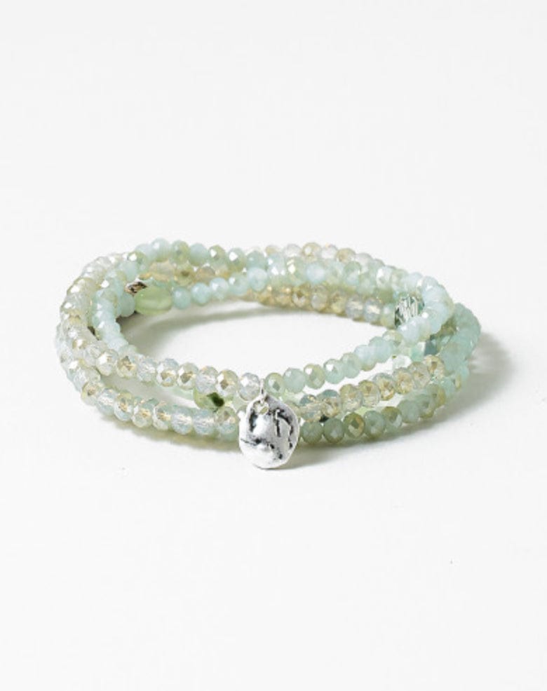 Mint Green and Silver Stretch Bracelet