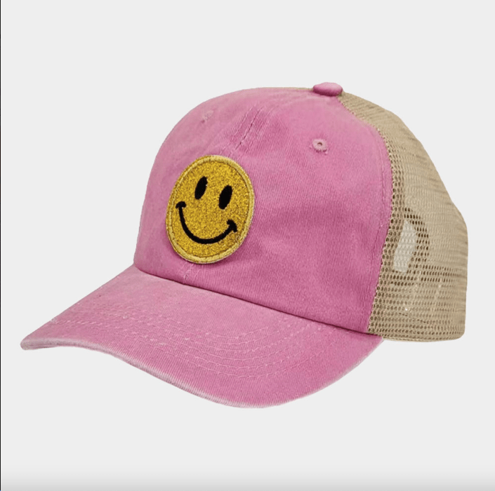 Pink Smiley Face Baseball Cap