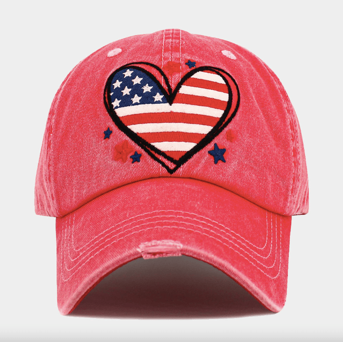 Pink American Heart Baseball Cap