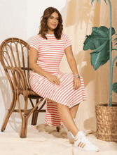 Load image into Gallery viewer, Striped Crew Neck Jersey Dress
