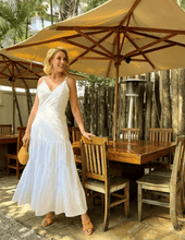 Load image into Gallery viewer, White Spaghetti Strap Eyelet Dress
