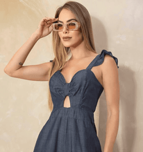 Load image into Gallery viewer, Peek-a-boo Denim Jumpsuit
