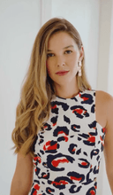 Load image into Gallery viewer, Blue with Orange Print Dress
