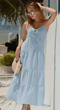 Load image into Gallery viewer, Linen Blend Lt Blue Dress
