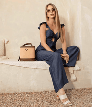 Load image into Gallery viewer, Peek-a-boo Denim Jumpsuit
