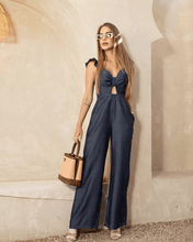 Load image into Gallery viewer, Peek-a-boo Denim Jumpsuit
