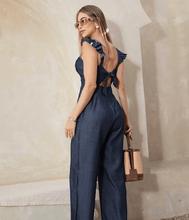 Load image into Gallery viewer, Peek-a-boo Denim Jumpsuit
