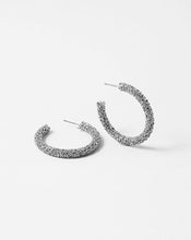 Load image into Gallery viewer, Dressy Silver Sparkling Hoop Earrings
