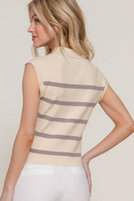 Load image into Gallery viewer, Sleeveless Stripe Polo Sweater
