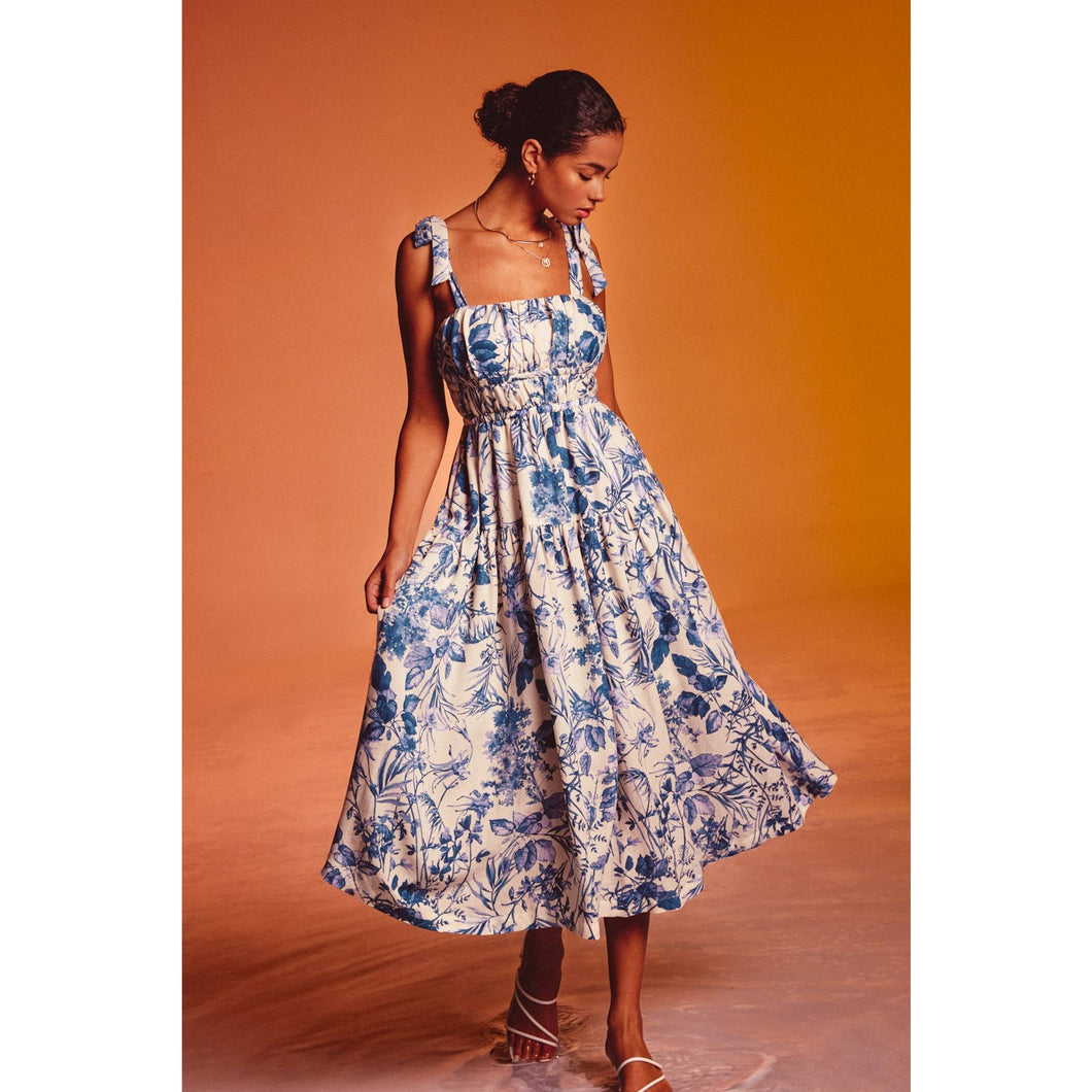 Love Letter Shirred Fit And Flare Midi Dress