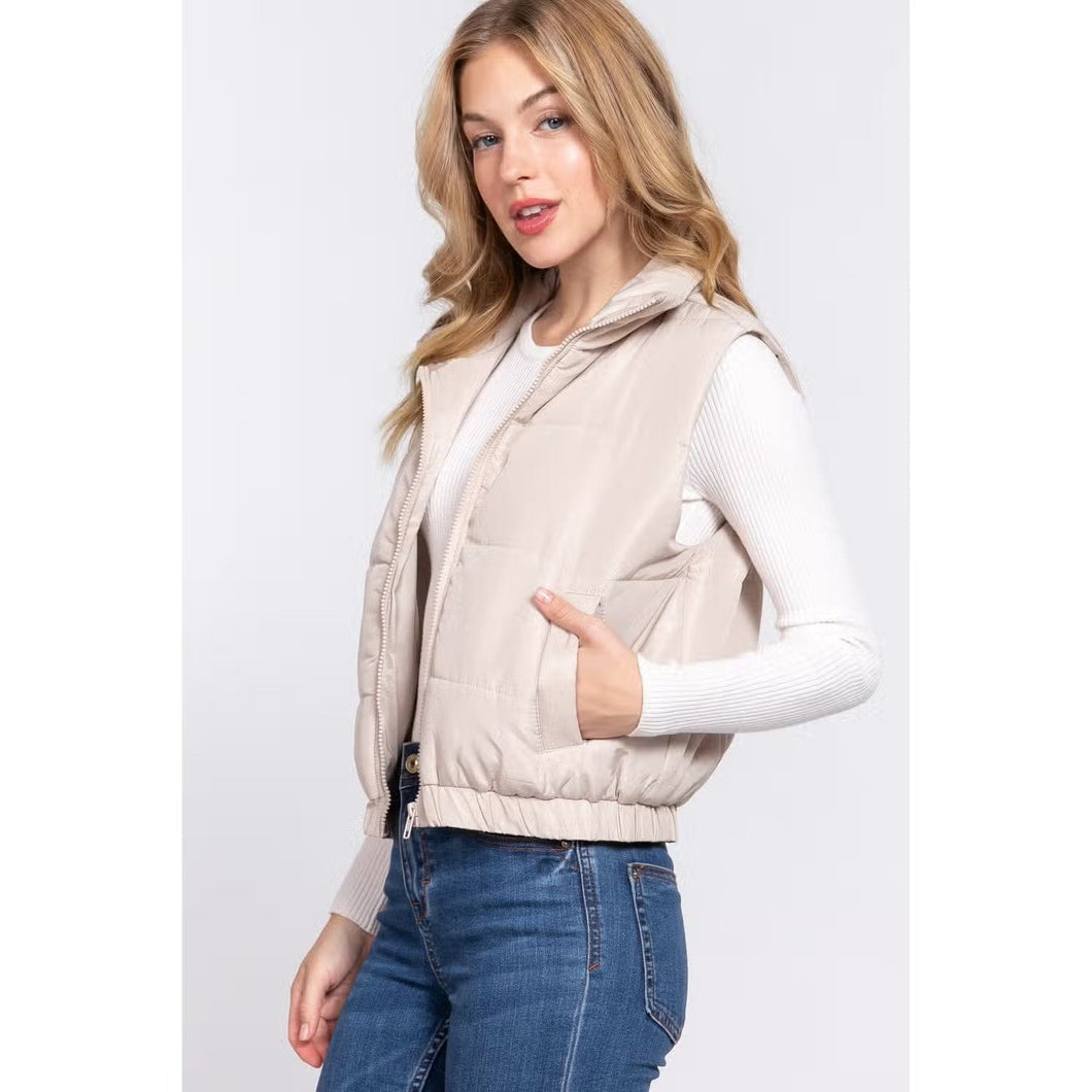 Taupe Puffer Padding Vest