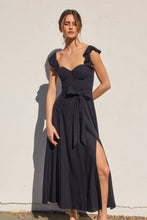 Load image into Gallery viewer, Navy Corset Flutter Dress
