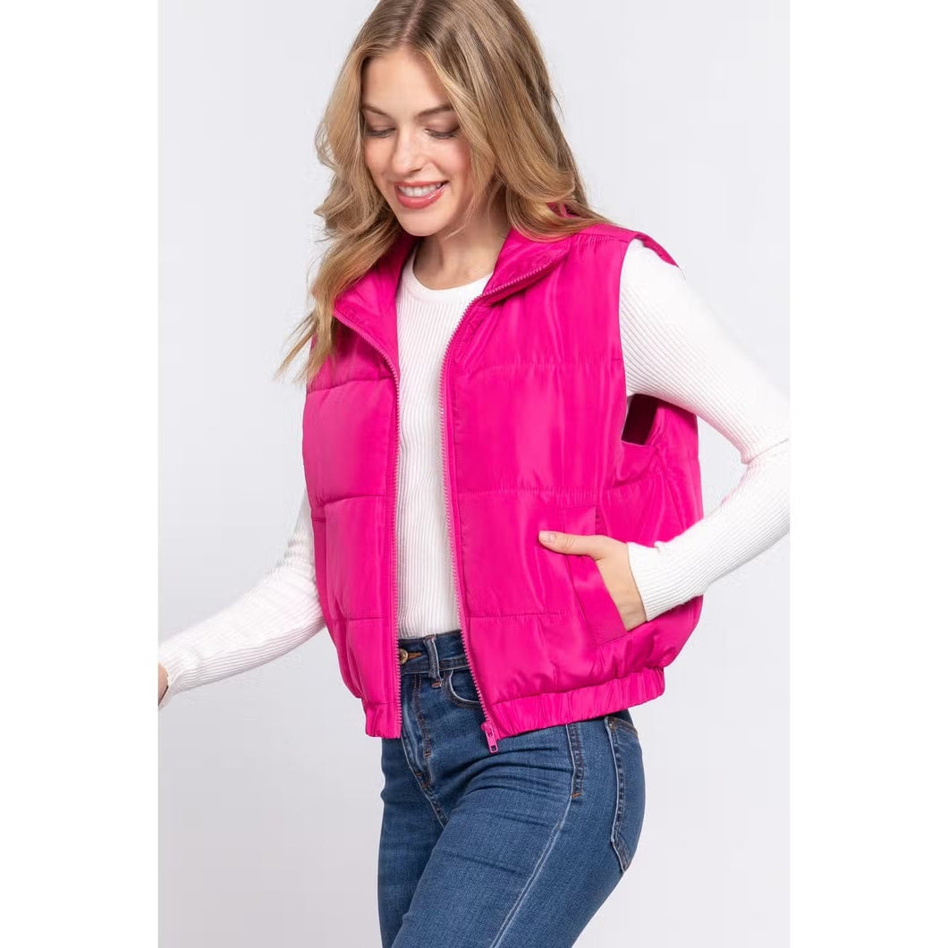 Hot Pink Puffer Padding Vest