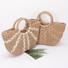Load image into Gallery viewer, Beige Faux Straw Tote Bag
