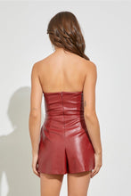 Load image into Gallery viewer, Red Vegan Leather Strapless Romper

