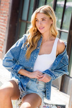 Load image into Gallery viewer, Distressed Oversize Denim Shacket
