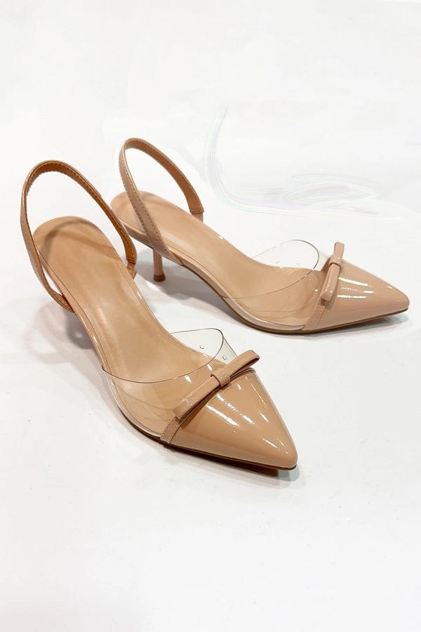 Nude Kitten Heel Pointed Toe with Clear Detail