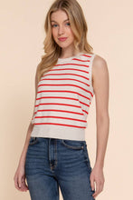 Load image into Gallery viewer, Sleeveless Round Neck Red Stripes Sweater
