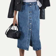 Load image into Gallery viewer, High Rise Button-Up Denim Midi Skirt
