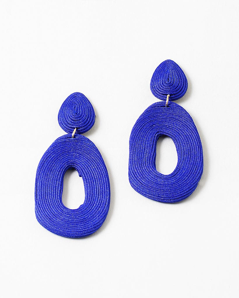 Blue Thread Statement Earrings