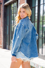 Load image into Gallery viewer, Distressed Oversize Denim Shacket
