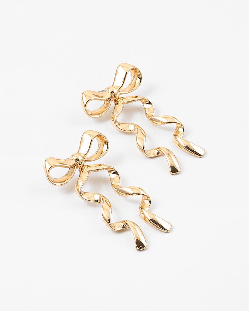 Gold Bow Statement Earrings