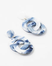 Load image into Gallery viewer, Blue and White Resin Statement Earrings
