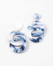 Load image into Gallery viewer, Blue and White Resin Statement Earrings
