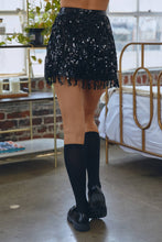 Load image into Gallery viewer, Black Sequin Mini Skirt
