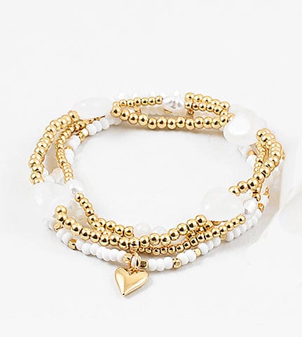 Heart Beaded Stretch Multi Layered Bracelets