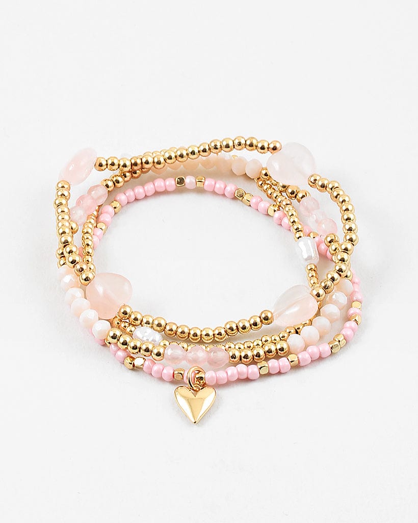Heart Beaded Stretch Multi Layered Bracelets