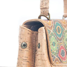 Load image into Gallery viewer, Natural Cork Ladies Crossbody Bag with Paisley Flap

