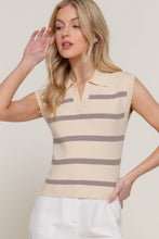 Load image into Gallery viewer, Sleeveless Stripe Polo Sweater
