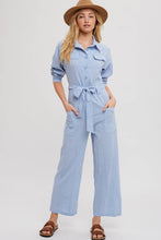 Load image into Gallery viewer, Button Down Tie-Waist Shirt Jumpsuit
