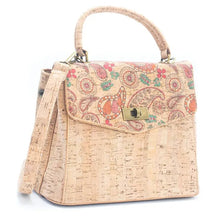Load image into Gallery viewer, Natural Cork Ladies Crossbody Bag with Paisley Flap
