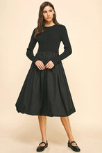 Load image into Gallery viewer, Black Contrast Balloon Midi Dress
