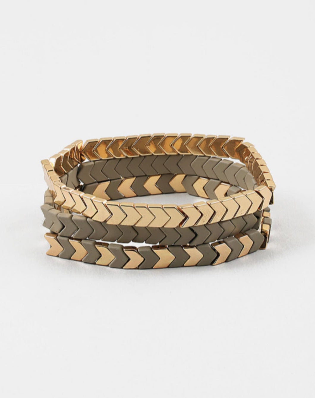 Gold and Leather Stretch Bracelets