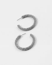 Load image into Gallery viewer, Dressy Silver Sparkling Hoop Earrings
