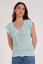 Load image into Gallery viewer, Sweater Cap Sleeve Croche Top
