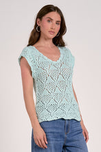 Load image into Gallery viewer, Sweater Cap Sleeve Croche Top
