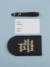 Load image into Gallery viewer, Black adventure begins luggage tag
