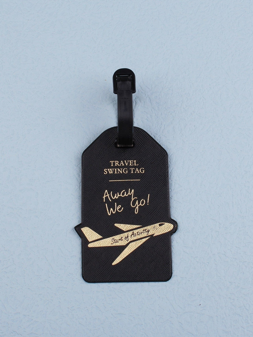 Black away we go luggage tag