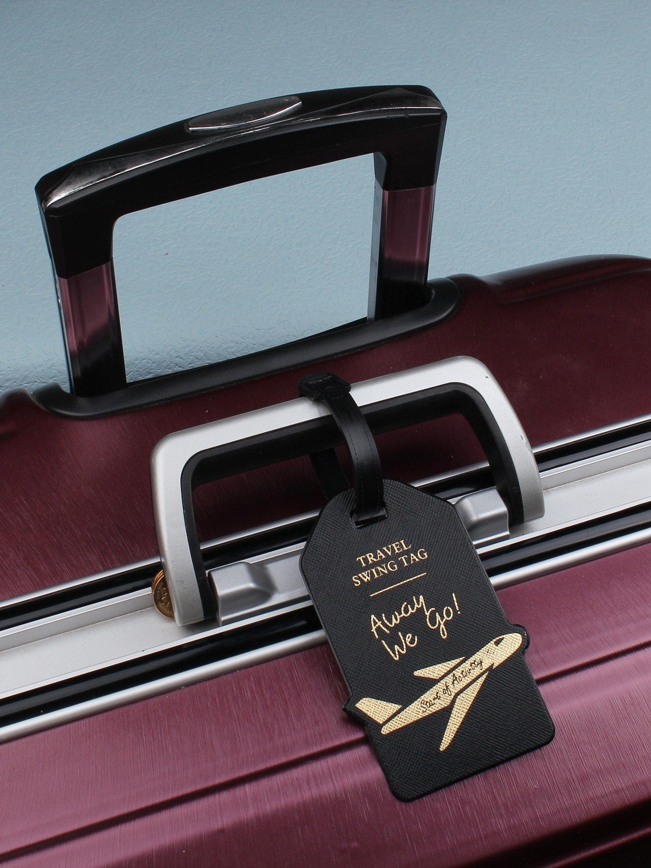 Black away we go luggage tag